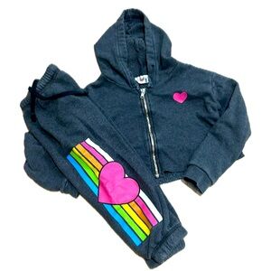 3T Lucy (Lester’s) zip-up and jogger set w/ rainbow heart